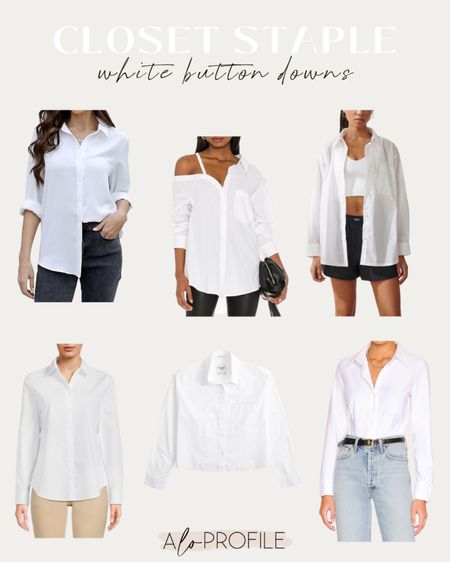 Closet staples : white button downs in all different price points 🖤