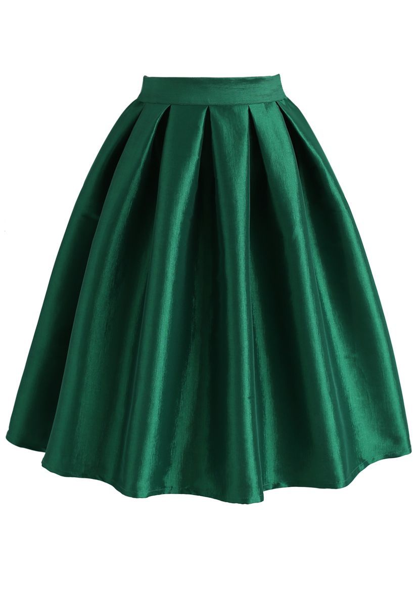 Green A-line Midi Skirt | Chicwish