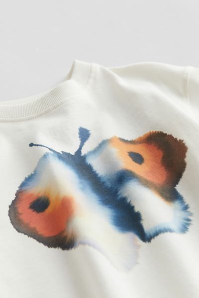 Animal-motif T-shirt - White/butterfly - Kids | H&M US | H&M (US + CA)