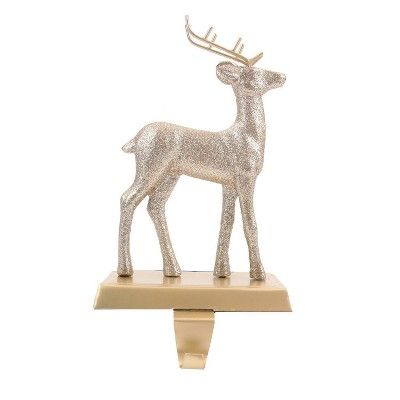 1ct Glitter Deer Christmas Stocking Holder Gold - Wondershop™ | Target
