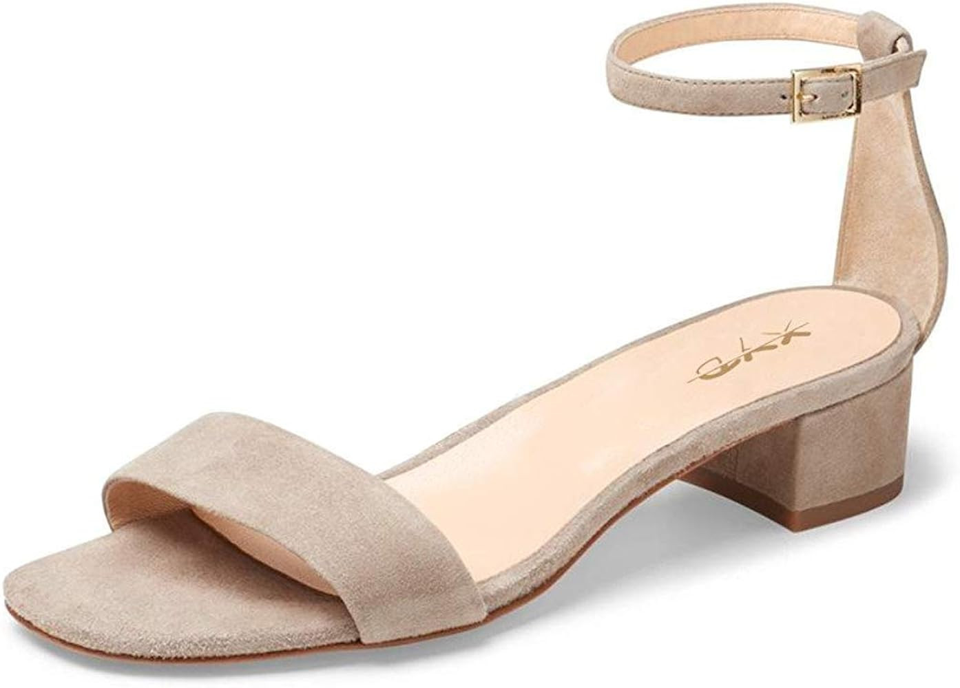 XYD Women Open Toe Strappy Low Block Heel Sandal Pumps Ankle Strap Buckle Wedding Dress Shoes | Amazon (US)