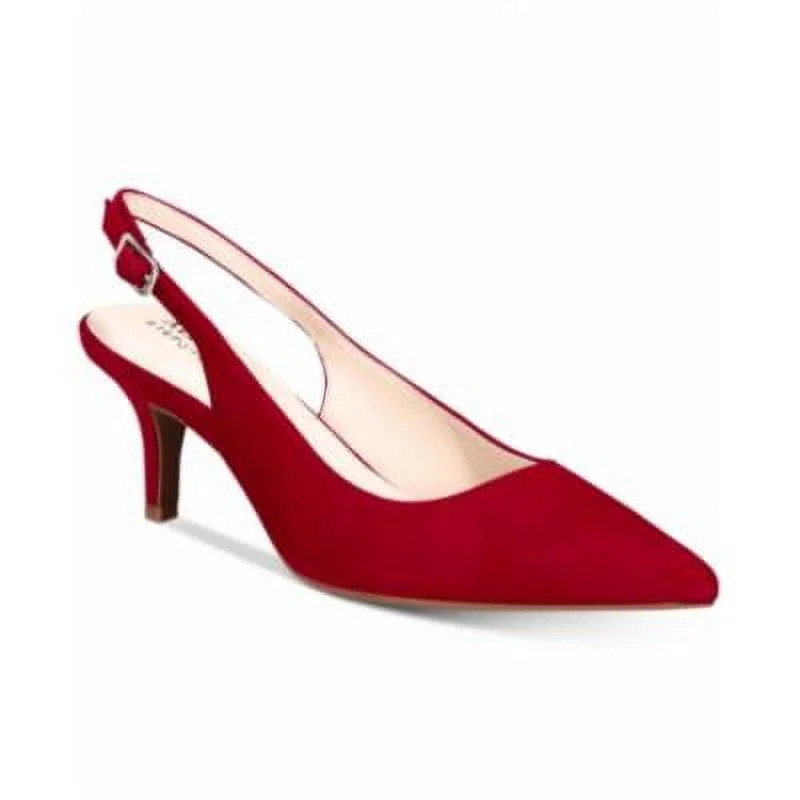 Alfani Women's Step 'N Flex Babbsy Pointed-Toe Slingback Pumps, Red Suede 10.5 | Walmart (US)
