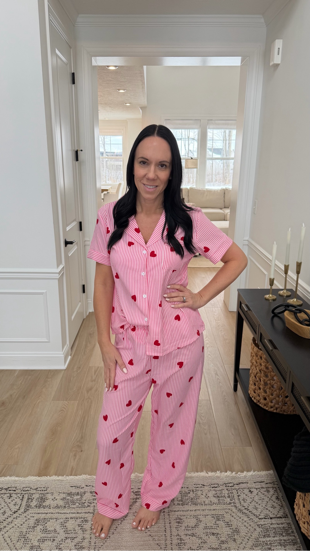 Valentine Pjs from Amazon💕
Super comfy and fit perfect!
 Wearing a Medium and I’m 140lbs and almost 5’8”.

#LTKValentine