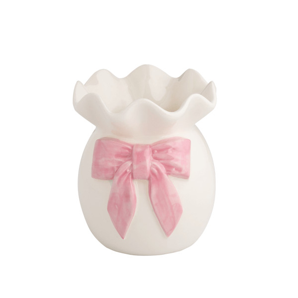 Pink Bow Ruffle Bud Vase | Mud Pie