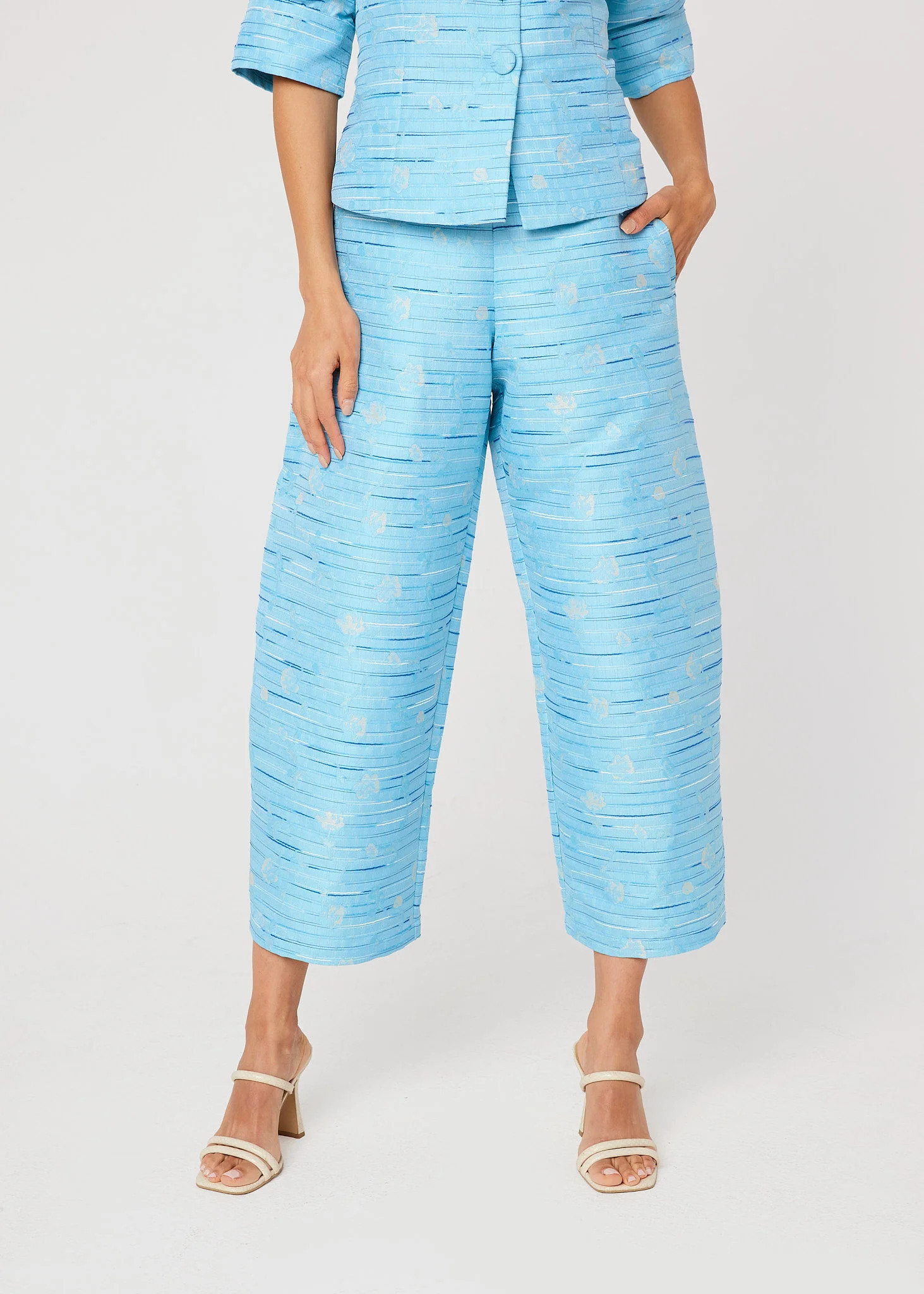 Taylor Pant Blue Textured Dupioni | Abbey Glass