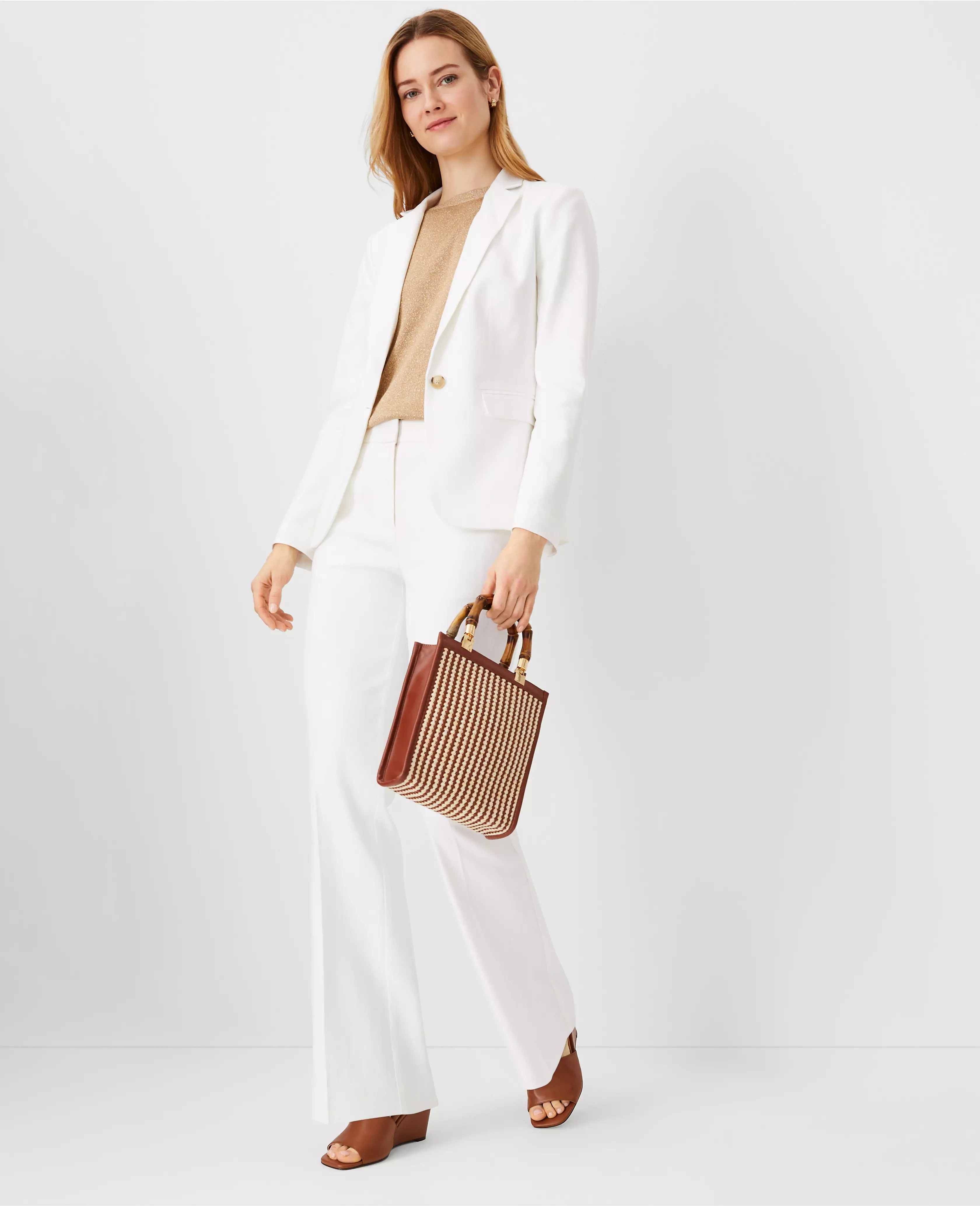 The High Rise Trouser Pant in Linen Blend | Ann Taylor (US)