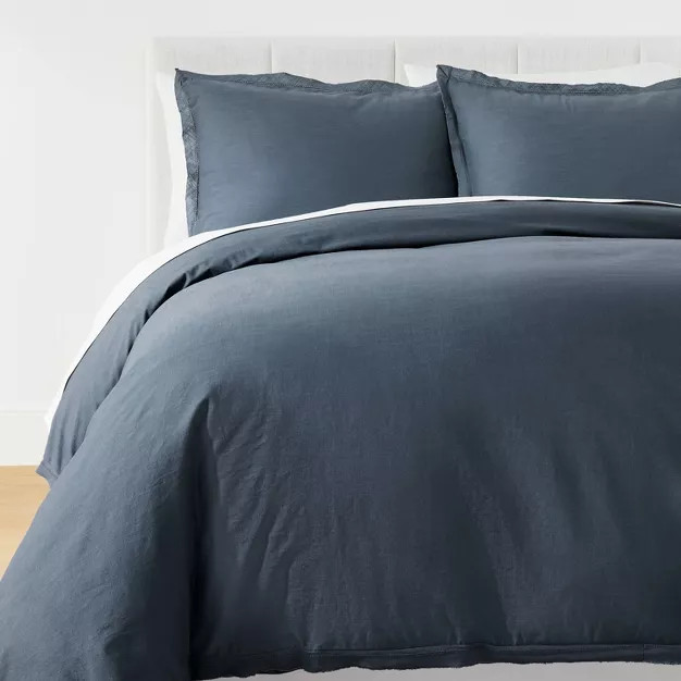 Raw Edge Hemstitch Cotton Slub Duvet & Sham Set - Threshold™ designed with Studio McGee | Target