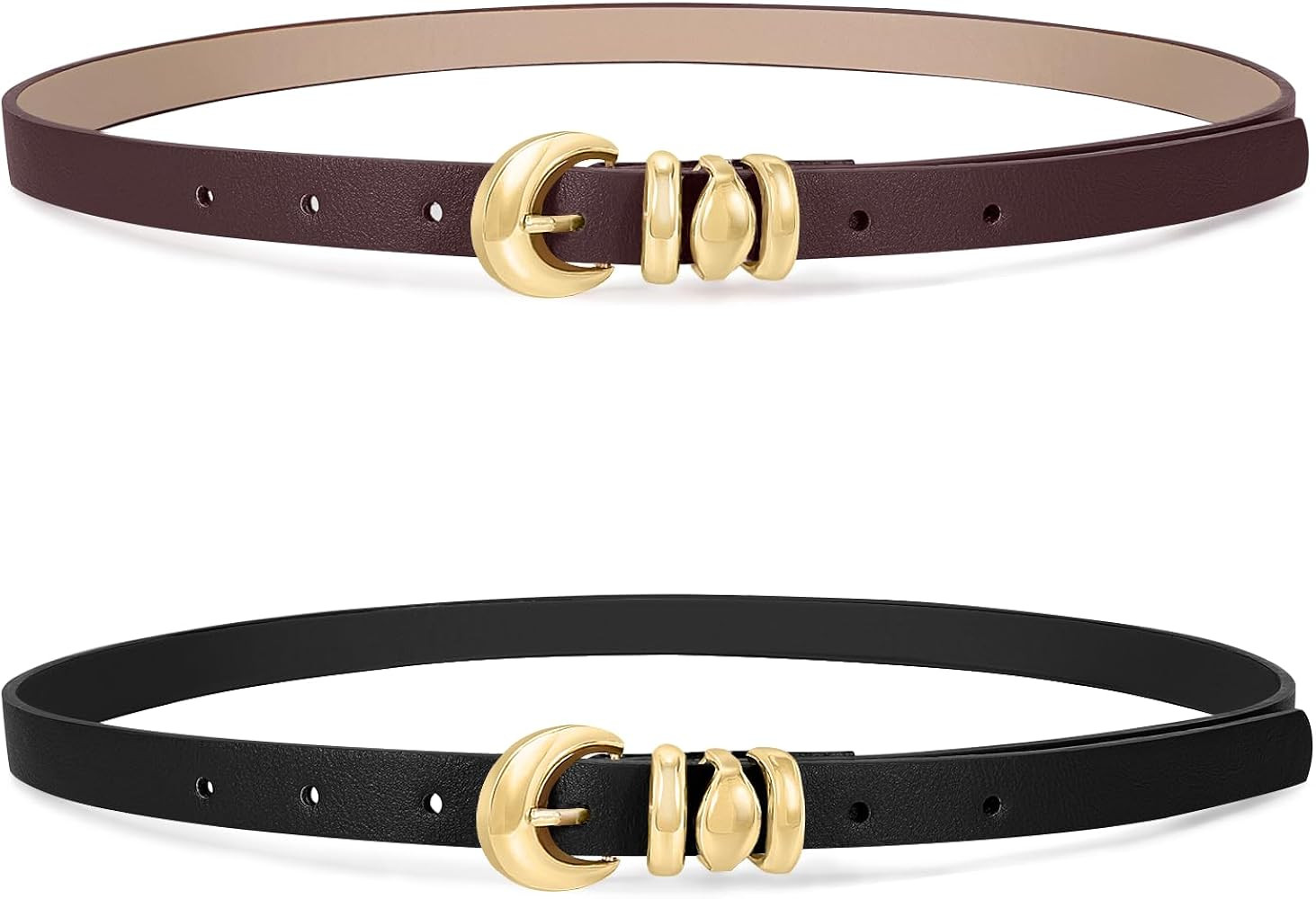 XZQTIVE 2 Pack 0.71'' Womens Skinny Leather Belts for Ladies Thin Waist Belt for Jeans Dress Pant... | Amazon (US)