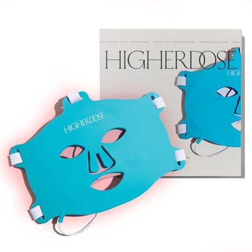 HigherDOSE Red Light Therapy Face Mask - Cordless At-Home LED Facial Light Therapy - Promotes Cellular Renewal, Healing, & Glowing Skin - LED Face Mask to Target Fine Lines, Wrinkles & Redness | Amazon (US)