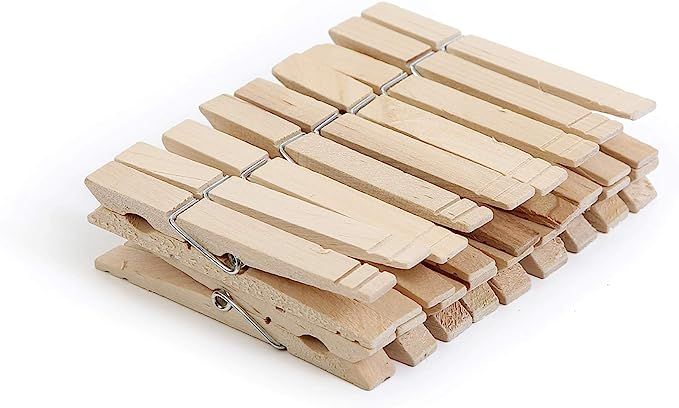 Smart Design 4-Coil Heavy Duty Wooden Clothespins - Non Staining Hardwood Peg Pins - Close Wire S... | Amazon (US)