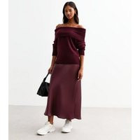 Burgundy Satin Midi Skirt New Look | New Look (UK)
