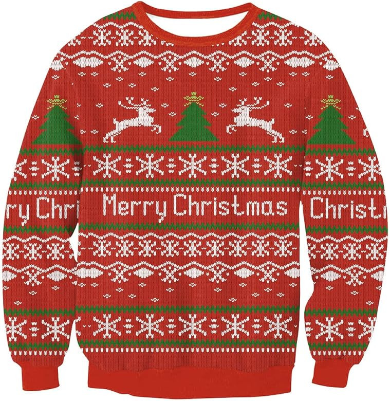 Arvilhill Men's Ugly Christmas 3D Printed Graphic Long Sleeve Sweatshirts | Amazon (US)