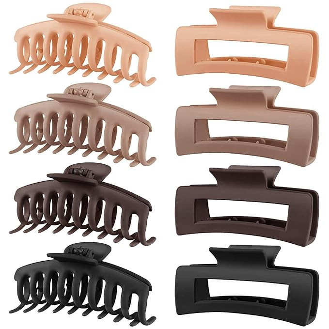 TOCESS 8 Pack Neutral Big Hair Claw Clips for Women Large Claw Clip for Thin Thick Curly Hair 90'... | Amazon (US)