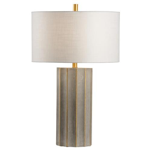 Wrangler Coastal Beach Grey Composite White Linen Shade Table Lamp | Kathy Kuo Home