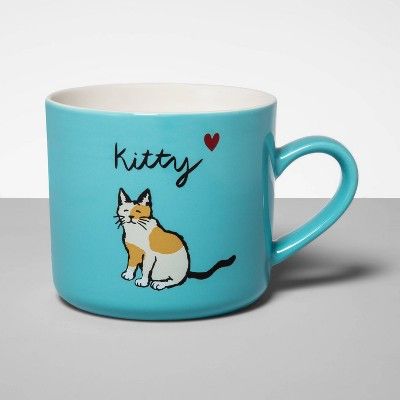 16oz Stoneware Kitty Mug Blue - Opalhouse™ | Target