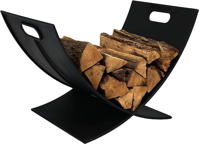 Sunnydaze 30 Inch Firewood Metal Log Rack - Indoor/Outdoor Heavy Duty Black Powder Coated Steel W... | Amazon (US)