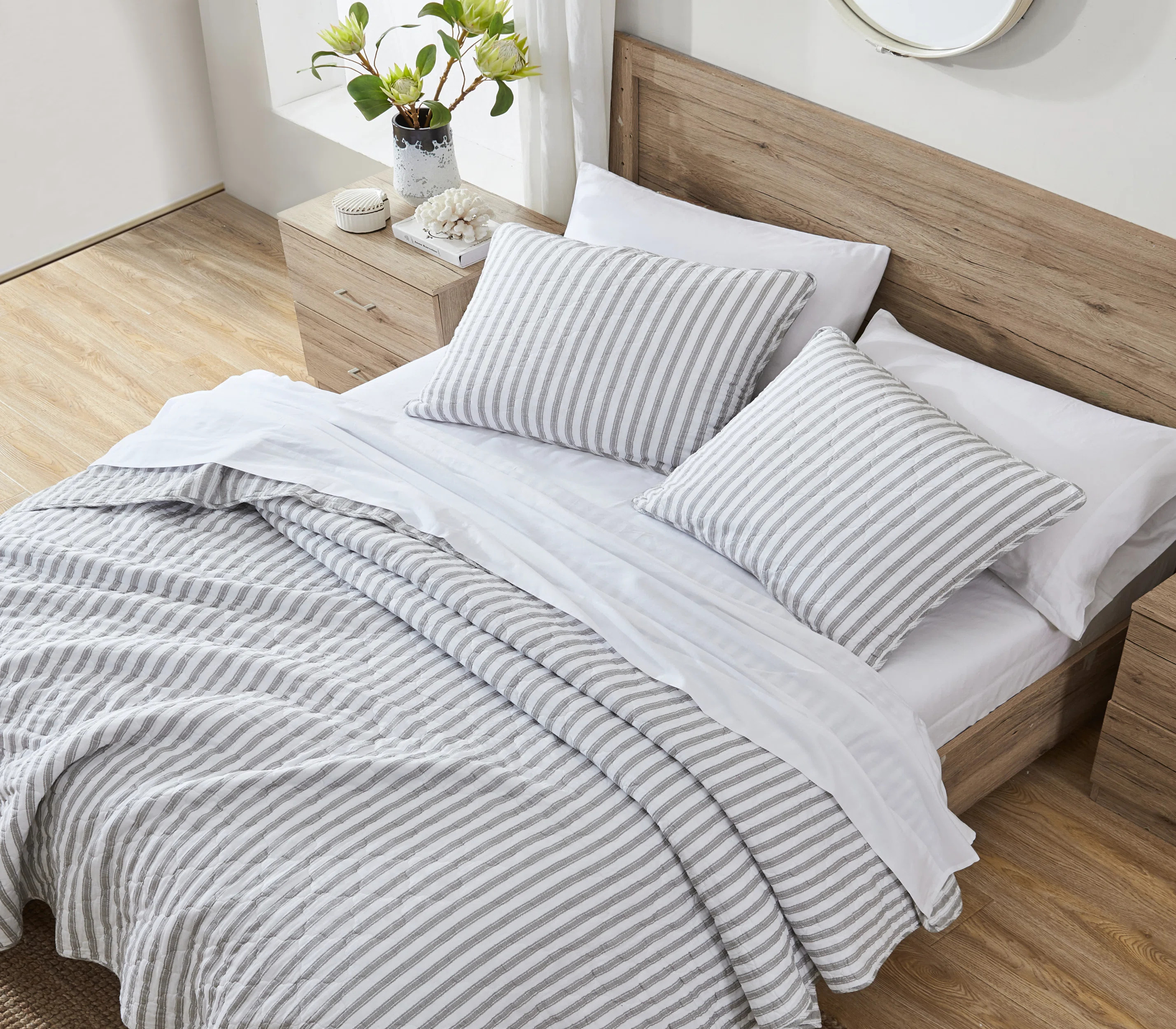 Birch Lane\u2122 Willow Way Ticking Stripe Quilt Set Ticking Cotton Reversible Quilt Set & Review... | Wayfair North America
