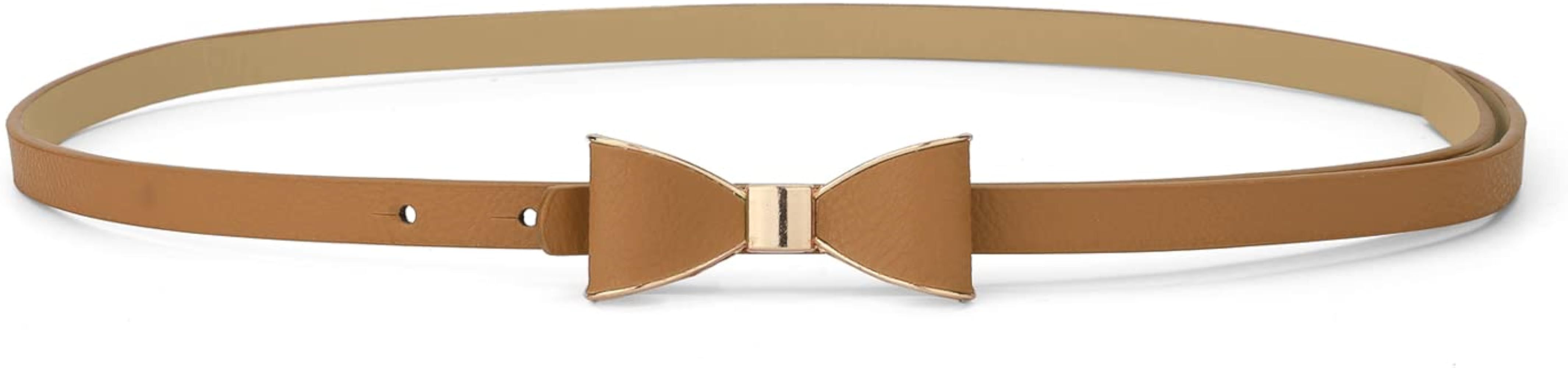 uxcell Skinny Waist Belt Metal Bow-knot No Buckle Thin Belt for Women | Amazon (US)