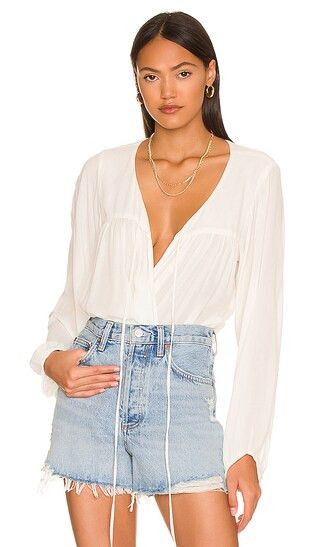 Lexi Peasant Blouse in Ivory | Revolve Clothing (Global)