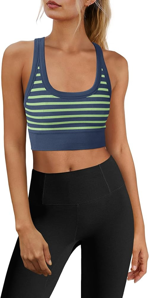 Features: This square neck sports bra is all-matching. The high support running sports bra featur... | Amazon (US)