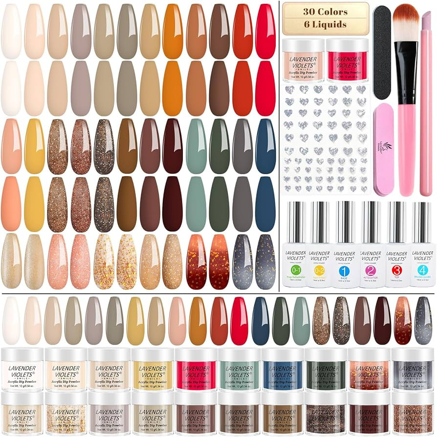 Lavender Violets 94 Pcs Dip Powder Nail Kit Starter, 30 Colors Acrylic Dipping Nails Powder with ... | Amazon (US)