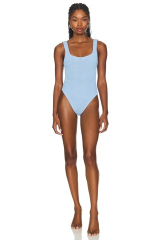 Hunza G Square Neck One Piece in Cornflower from Revolve.com | Revolve Clothing (Global)