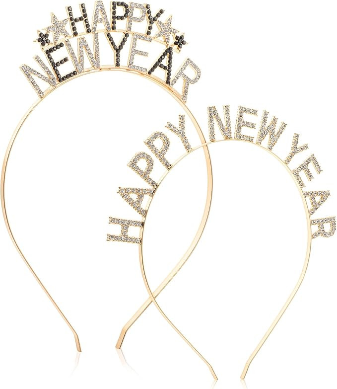 2 Pack Happy New Year Headband for Women 2025, New Year Headpiece, Happy New Year Tiara Crown, Ne... | Amazon (US)