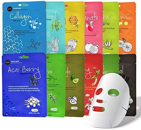 Celavi Collagen Facial Face Mask (12-Sheets) Classic Korean Skincare | Amazon (US)