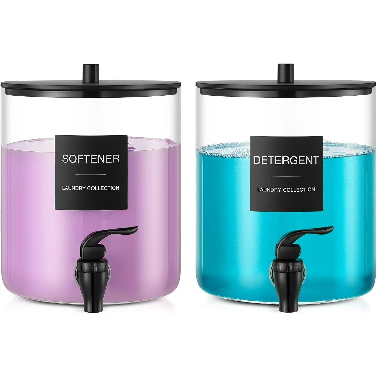 Paradigms Interiors 128 oz Glass Laundry Detergent Dispenser With Plastic Spigot 3.5L Fabric Softener Holder For Laundry Room Organization 2 Pack | Lowe's