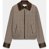 Zara - Houndstooth Combined Bomber Jacket - Brown-Blue - M - Woman | Zara UK