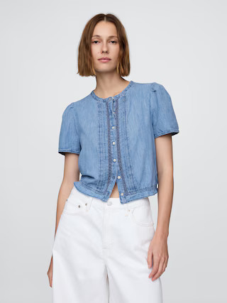 Denim Lace-Trim Crop Top | Gap (US)