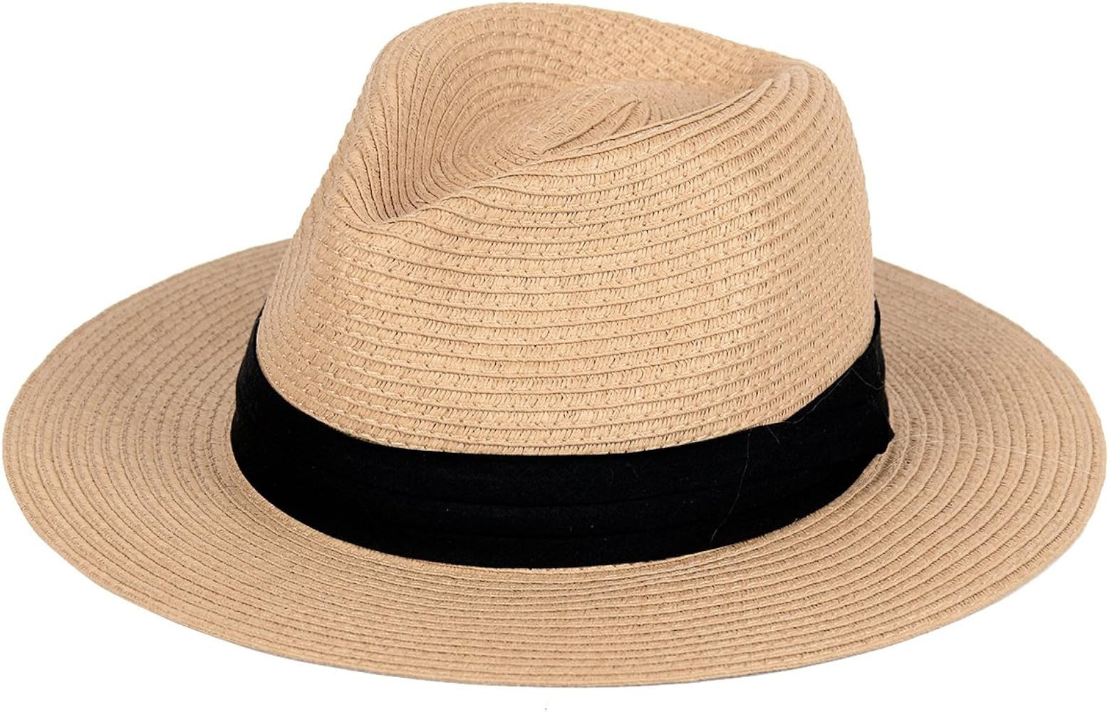 Straw Panama Hat for Women Beach Hats Summer Sun Wide Brim Floppy Fedora Cap UPF50 | Amazon (US)