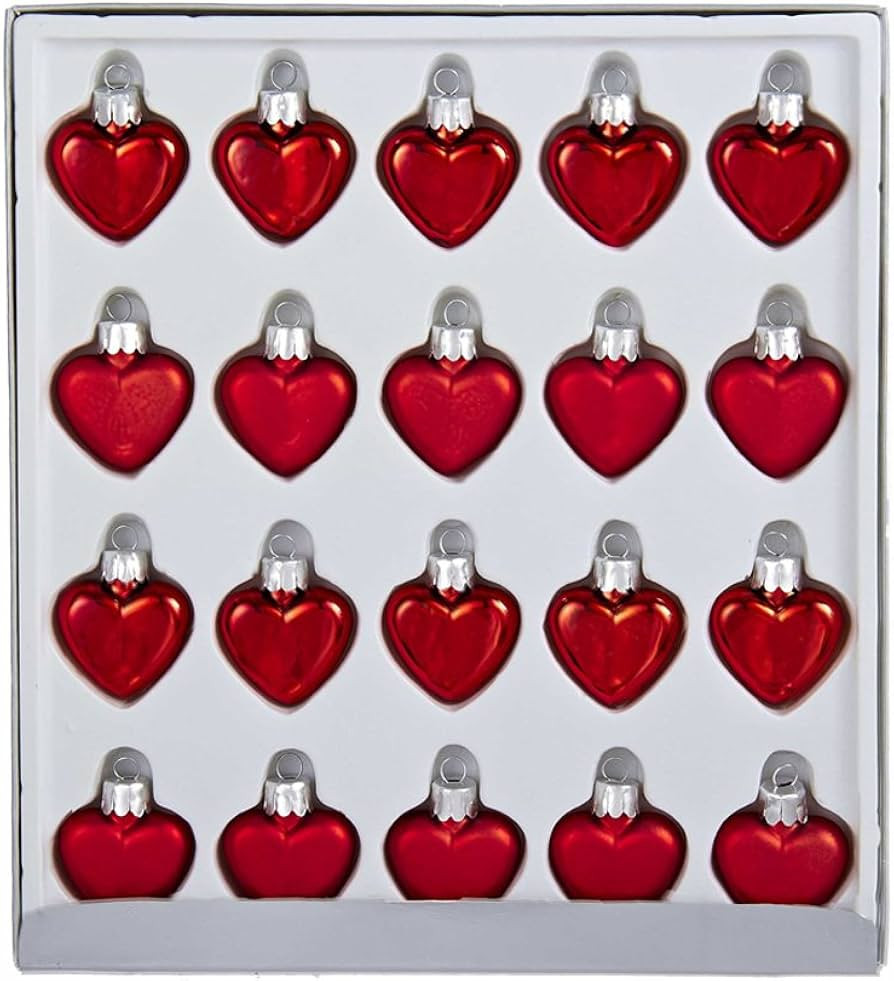 Kurt Adler Petite Treasures Mini Red Heart Ornament, Set of 20 | Amazon (US)