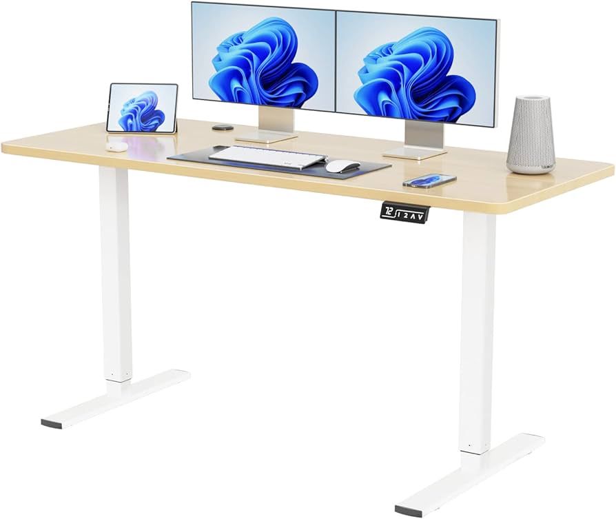 YESHOMY Height Adjustable Electric Standing Desk 55 inch Computer Table, Home Office Workstation,... | Amazon (US)
