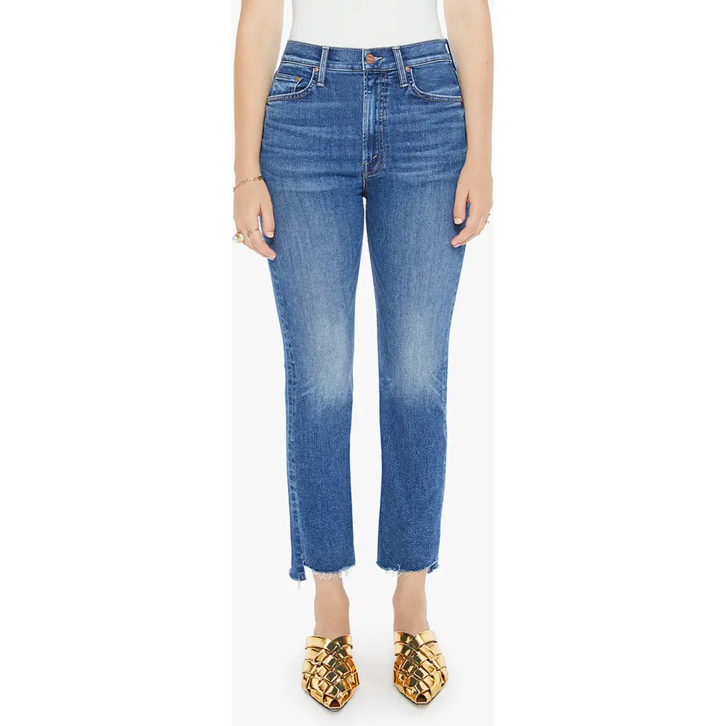 MOTHER High Waist Rider Fray Step Hem Ankle Jeans in Over The Top at Nordstrom Rack, Size 25 | Nordstrom Rack