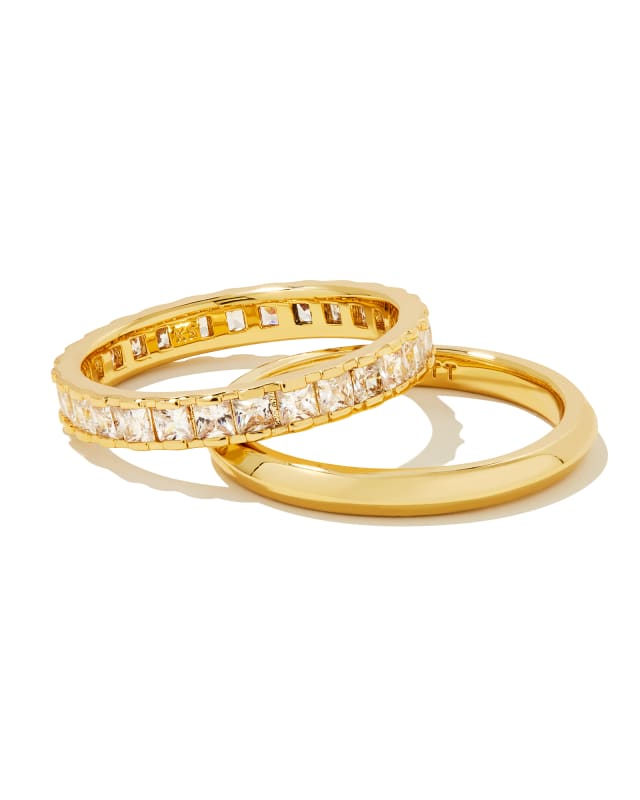 Ella Gold Ring Set of 2 in White Crystal | Kendra Scott | Kendra Scott