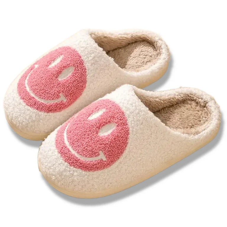 Smiley Face Slippers (Unisex), Slip Resistant, Slide-On House Shoes, Pink (US Womens 7 / Mens 5.5... | Walmart (US)