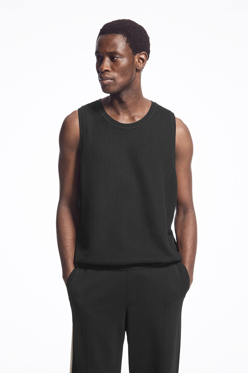 TEXTURED KNITTED VEST - BLACK - COS | COS UK