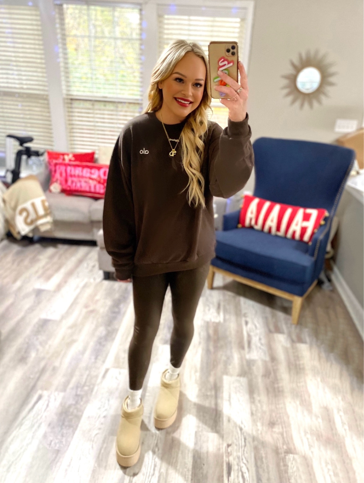 Alo yoga sweatshirt, Alo leggings, Ugg boots 

#LTKFitness #LTKShoeCrush #LTKActive