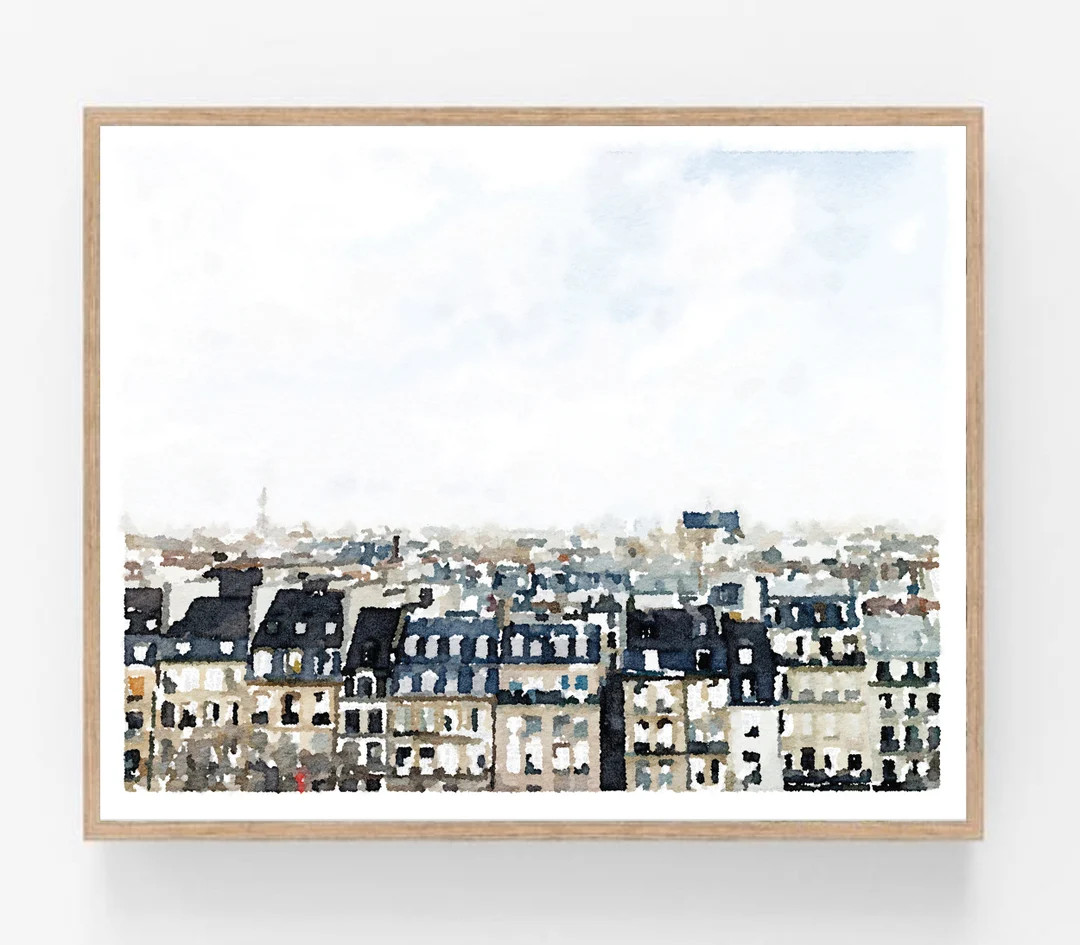 Paris Print Skyline Watercolor Wall Art Printable Neutral French Decor France Painting Vintage Bu... | Etsy (US)