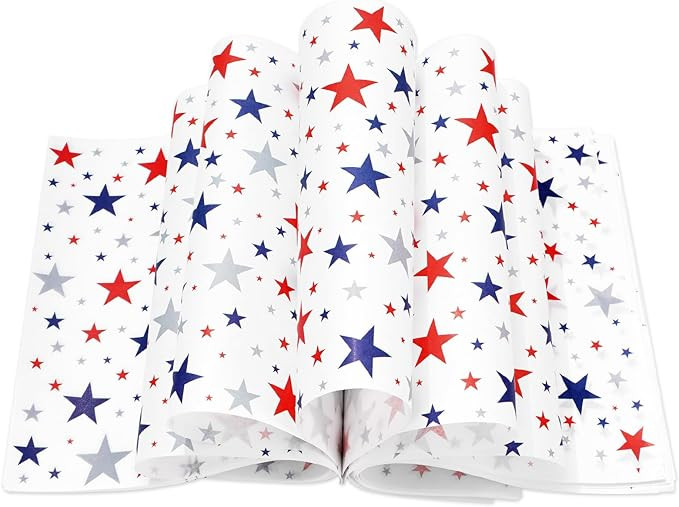 Whaline 150Pcs Patriotic Wax Paper Star Deli Wrap Sandwich Wrap Paper Tissue Waterproof Oil-Proof... | Amazon (US)