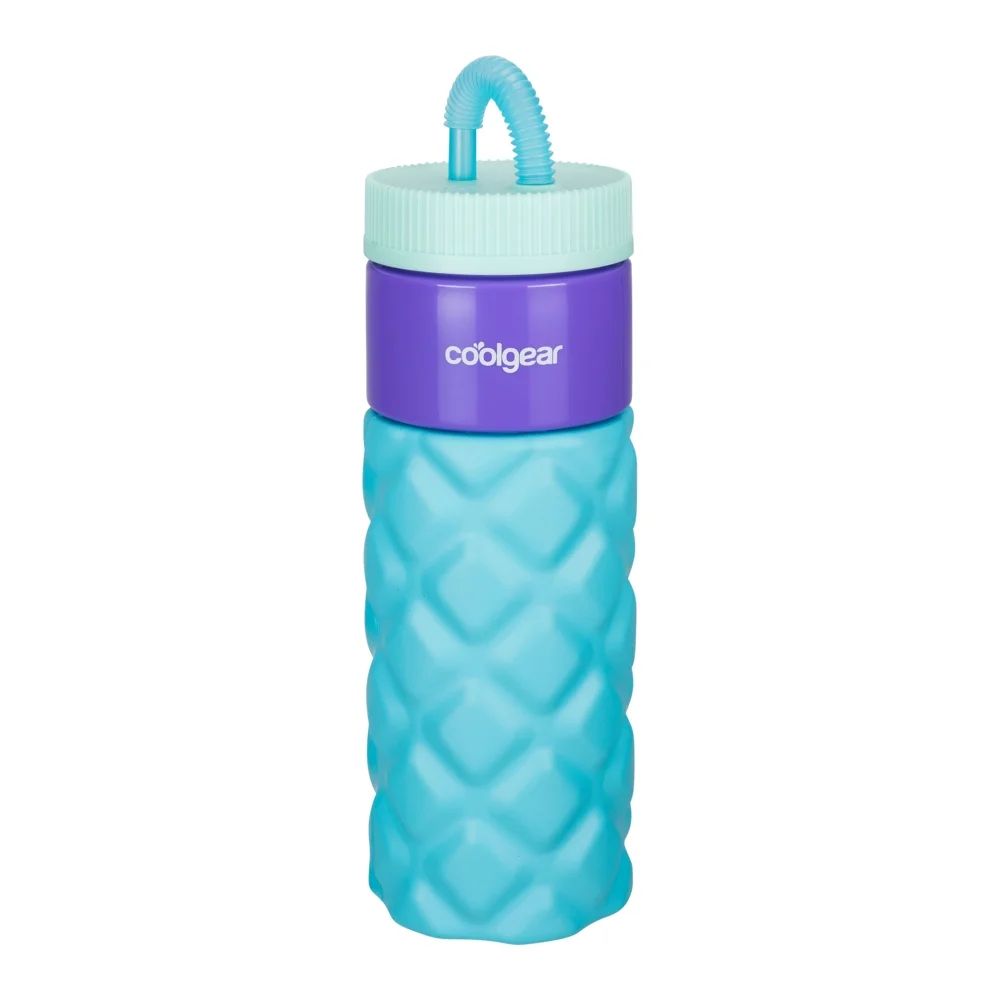 Cool Gear 24oz Plastic Retro Squishy Water Bottle, Quilted Blue with Foam Grip and Resealable Str... | Walmart (US)