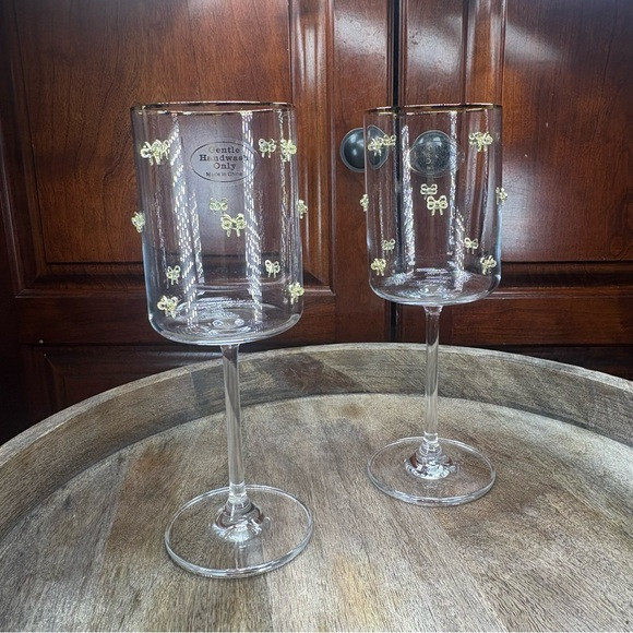 Elegant Wine Glasses with Gold Bow Accents | Poshmark