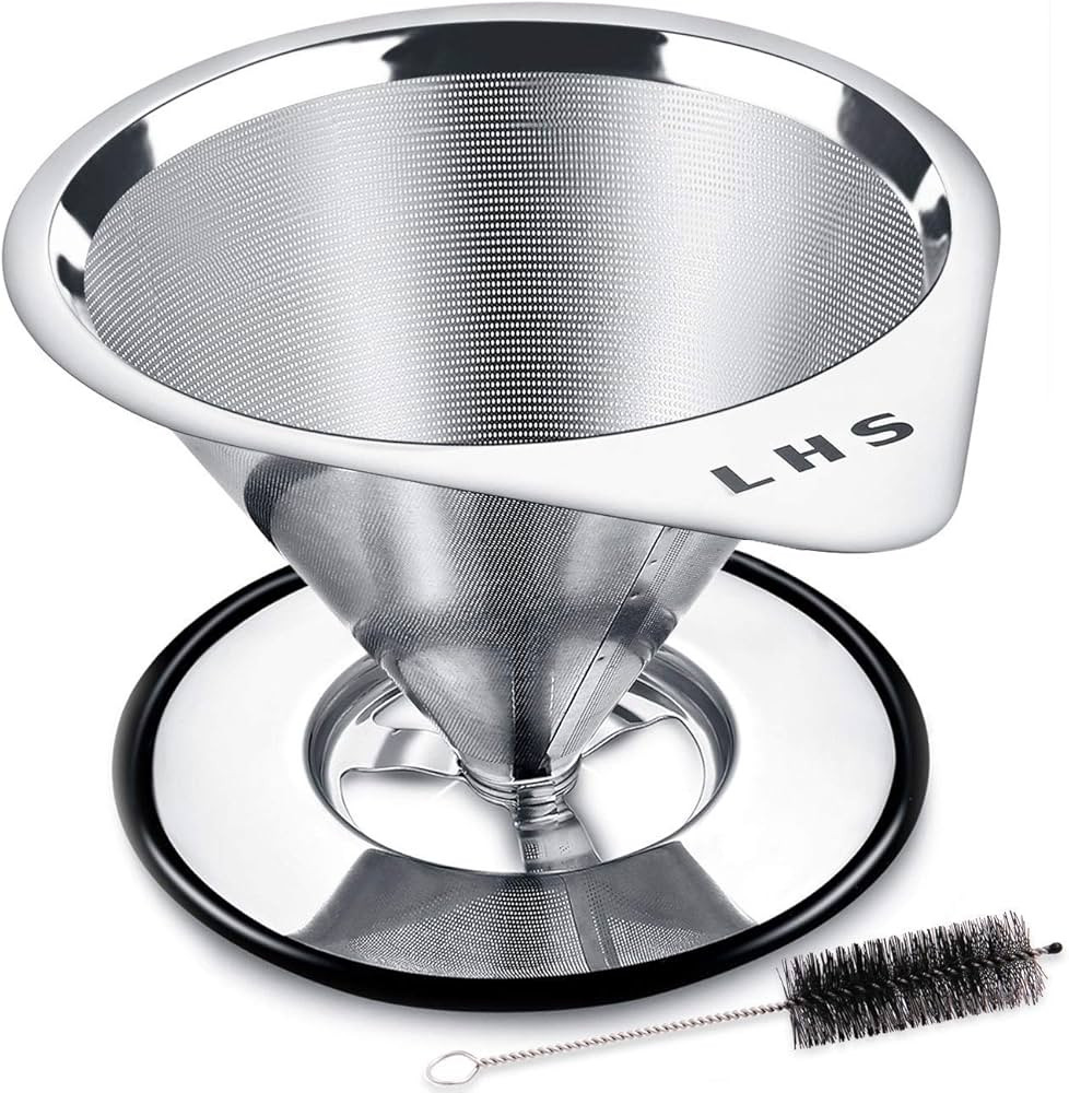 Pour Over Coffee Dripper Stainless Steel LHS Slow Drip Coffee Filter Metal Cone Paperless Reusabl... | Amazon (US)