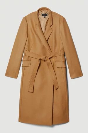 Plus Size Italian Virgin Wool Blend Notch Neck Coat | Karen Millen UK + IE + DE + NL