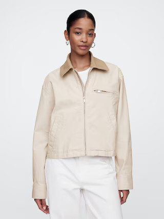 Cropped Canvas Chore Jacket | Gap Factory