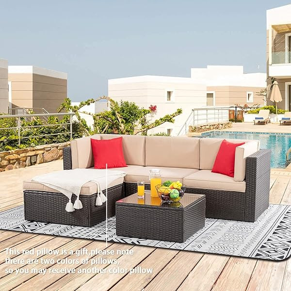Devoko 5 Pieces Patio Furniture Sets All Weather Outdoor Sectional Sofa Manual Weaving Wicker Rat... | Amazon (US)
