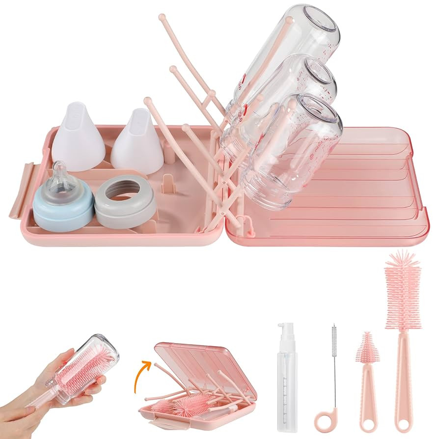 Baby Bottle Brush Set-6 in 1 Bottle Brush Cleaner with Silicone Bottle Brush,Drying Rack,Nipple B... | Amazon (US)