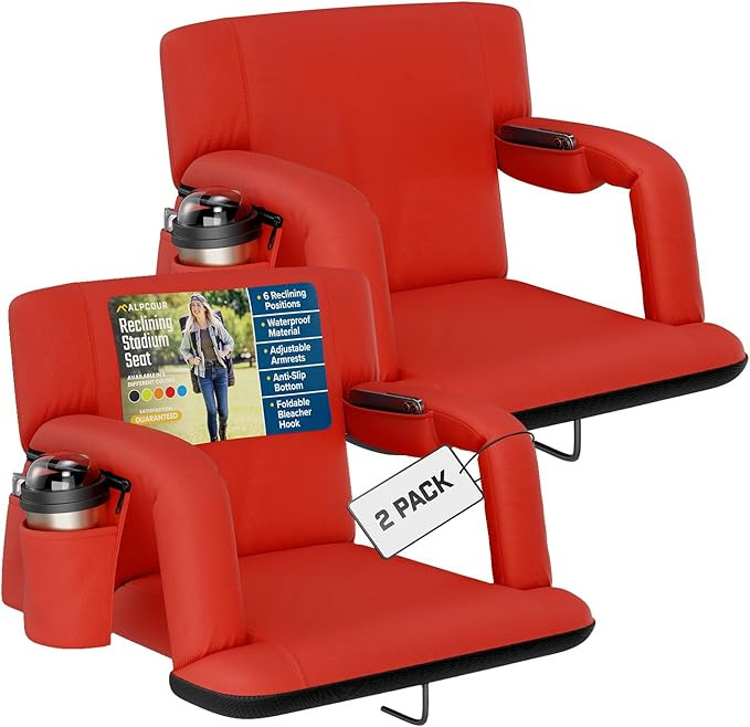 Amazon.com: Alpcour Reclining Stadium Seat – Wide Bleacher Chair with Back Support and Cushion,... | Amazon (US)