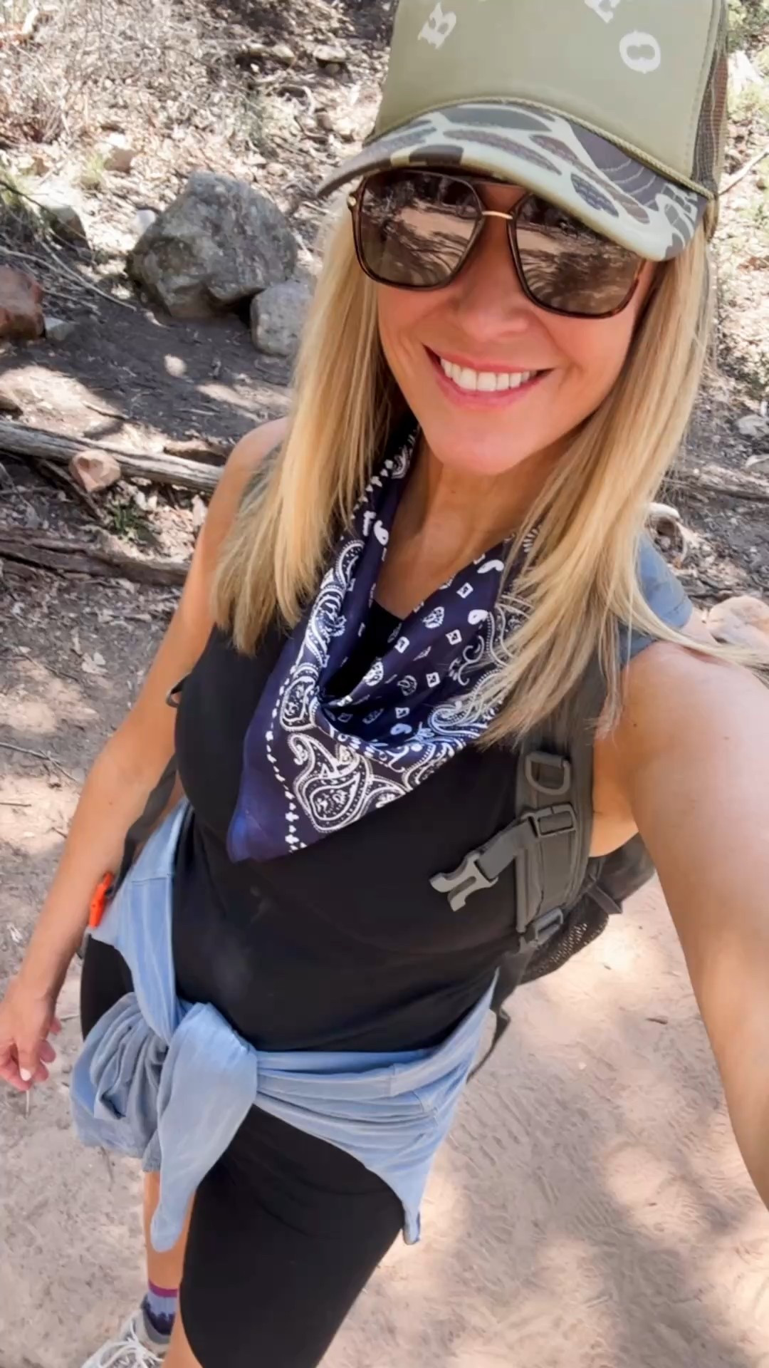 Hiking outfit
Biker shorts
Bandana
Workout outfit
Hat is from riche hippie


#LTKActive #LTKFindsUnder50